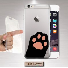 Cover - 'CAT PAW trasp' gatto carino trasparente minismalista zampa SAMSUNG