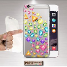 Cover - 'COLORFUL GEMS RAIN trasp' DIAMANTI COLORITI CARINO TRASPARENTE DONNA ARCOBALENO SAMSUNG