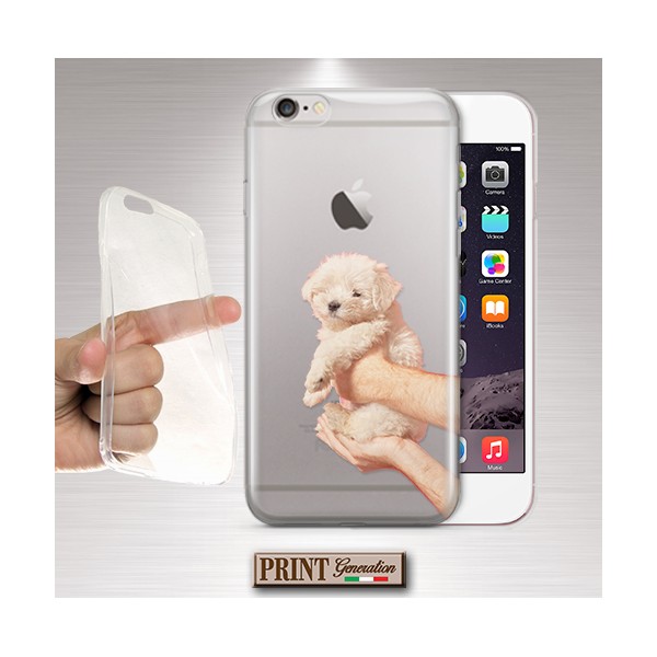 Cover - 'CUTE FLUFFY PUPPY trasp' CUCCIOLO CARINO TRASPARENTE POODLE CANE SAMSUNG