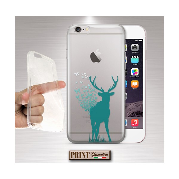 Cover - 'DEER butterflies trasp' cervo farfalle TRASPARENTE delicato patronus harry potter SAMSUNG