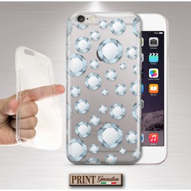 Cover - 'DIAMOND RAIN trasp' DIAMANTI TRASPARENTE BRILLANTE CARINO DELICATO DONNA HUAWEI