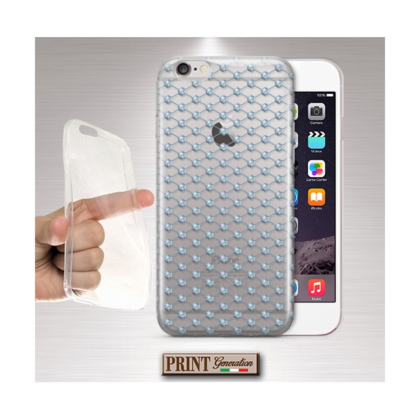 Cover - 'DIAMONDS FISHNET trasp' DIAMANTI EFFETTO RETE CARINO DELICATO DONNA TRASPARENTE SAMSUNG