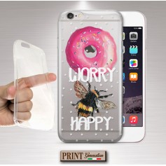 Cover - 'DONUT worry BEE happy' trasparente frasi "don't worry be happy" carino ciambelle ape SAMSUNG