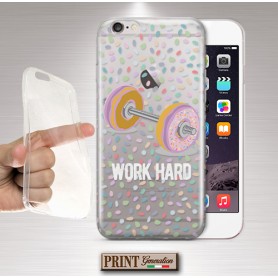 Cover - 'DONUTS work hard' pesi ciambelle carino trasparente gym SAMSUNG