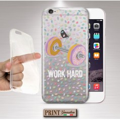 Cover - 'DONUTS work hard' pesi ciambelle carino trasparente gym SAMSUNG