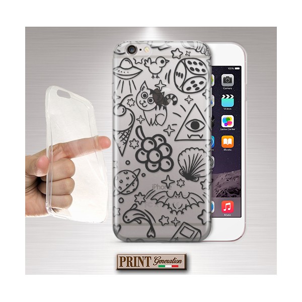 Cover - 'DOODLE TRASP' EFETTO SCARABOCCHIO CARINO TRASPARENTE SAMSUNG