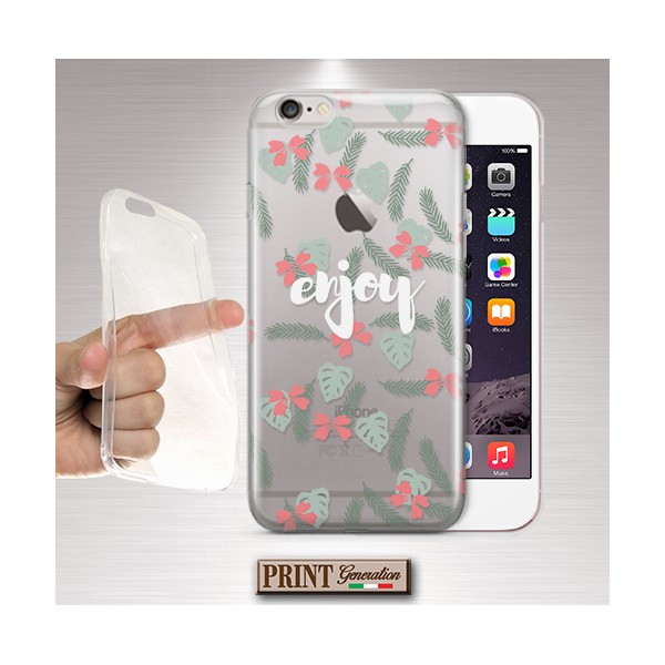 Cover - 'FLOWERS enjoy' fiorellini frasi carino TRASPARENTE donna FIORI HUAWEI