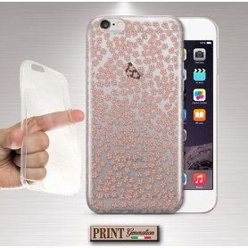 Cover - 'FLOWERS peach pattern' fiorellini rosa trasparente delicato donna IPHONE