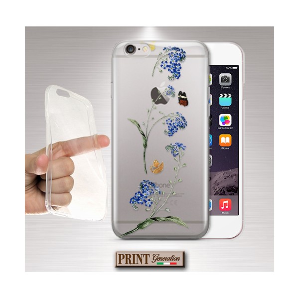 Cover - 'blue flowers delicate' TRASPARENTE sottile fiori delicato donna SAMSUNG