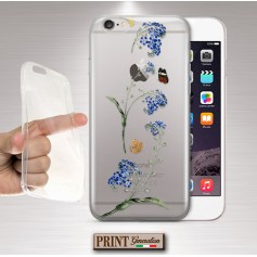 Cover - 'blue flowers delicate' TRASPARENTE sottile fiori delicato donna SAMSUNG