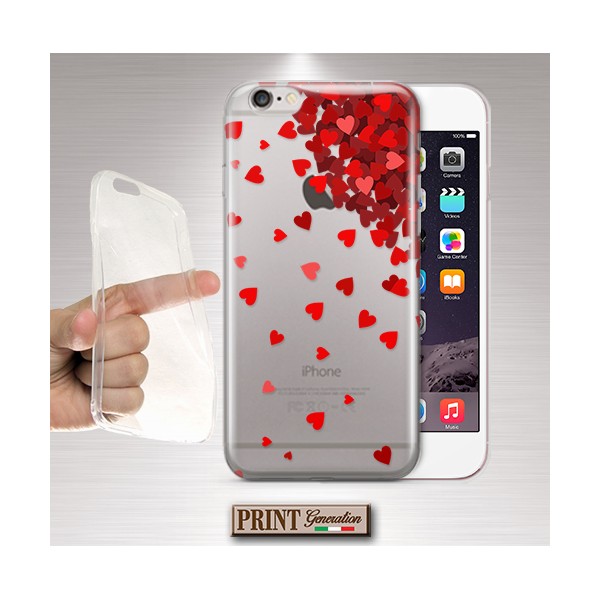 Cover - 'cuoricini rossi' TRASPARENTE carino confetti donna delicato sottile SAMSUNG