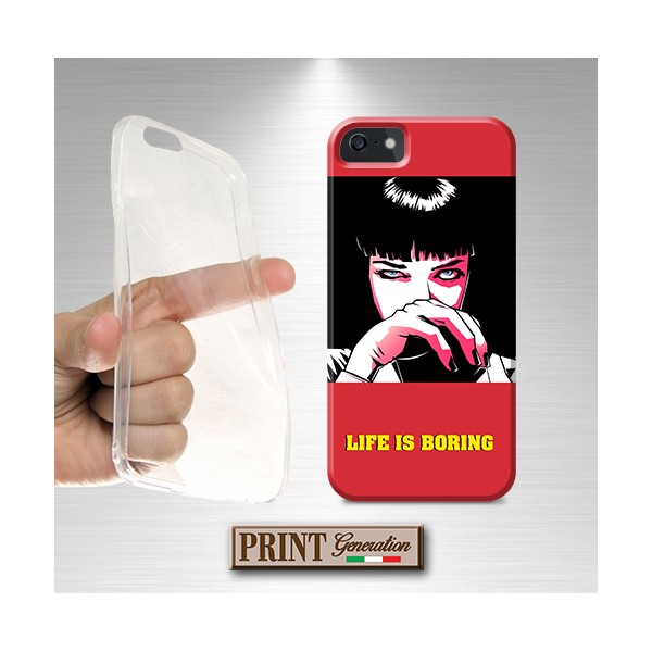 Cover - 'QUENTIN MIA WALLACE life is boring' FILM AZIONE PULP FICTION QUENTIN TARANTINO alternative classico SAMSUNG