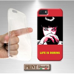 Cover - 'QUENTIN MIA WALLACE life is boring' FILM AZIONE PULP FICTION QUENTIN TARANTINO alternative classico SAMSUNG