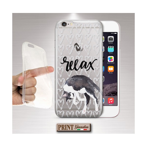 Cover - 'GATTO RELAX' rilassato trasparente carino animali SAMSUNG