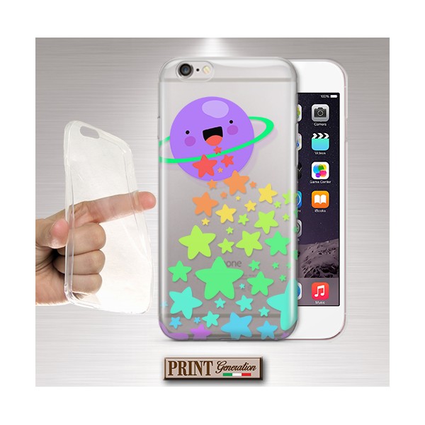 Cover - 'PLANET stars' pianeta carino stelle arcobaleno colori TRASPARENTE SAMSUNG