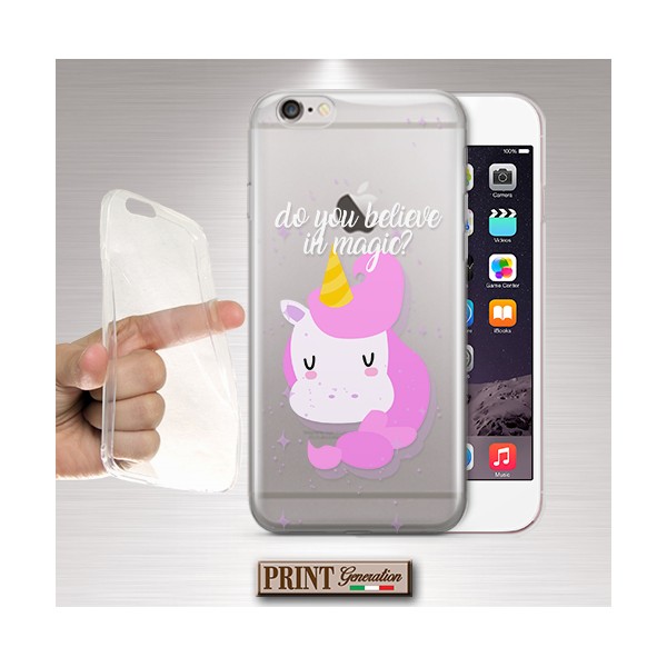 Cover - 'UNICORN believe' unicorno carino trasparente MAGIA delicato FANTASIA colori pastello HUAWEI