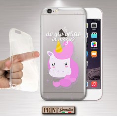 Cover - 'UNICORN believe' unicorno carino trasparente MAGIA delicato FANTASIA colori pastello IPHONE