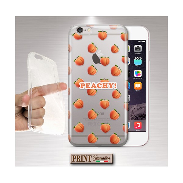 Cover - 'peachy peaches' pesca carino frutta emoji TRASPARENTE SAMSUNG