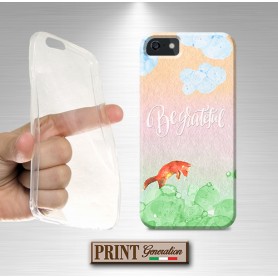 Cover - 'VOLPE grateful' animali carino effetto acquerelle frasi colori pastello SAMSUNG