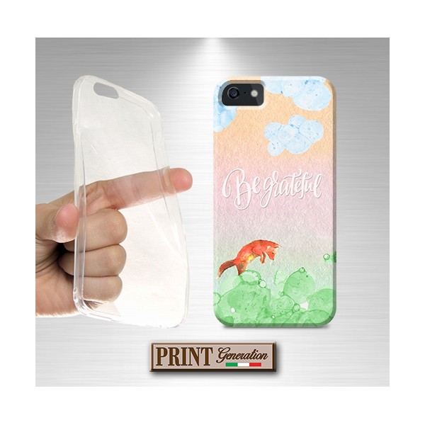 Cover - 'VOLPE grateful' animali carino effetto acquerelle frasi colori pastello SAMSUNG