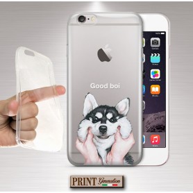 Cover - 'HUSKY good boi trasp' CARINO CANE HUSKY TRASPARENTE CUCCIOLO TUMBLR SAMSUNG