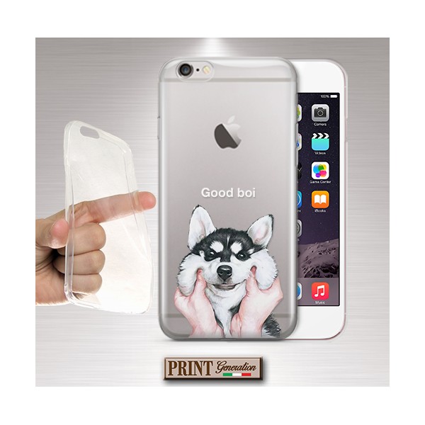 Cover - 'HUSKY good boi trasp' CARINO CANE HUSKY TRASPARENTE CUCCIOLO TUMBLR SAMSUNG