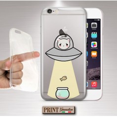 Cover - 'UFO kitty abduction trasp' alieno gatto TRASPARENTE carino pesce UFO ASUS ZENFONE