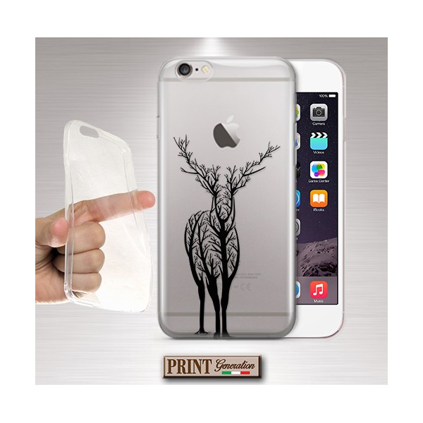 Cover - 'tree DEER trasp' cervo minimalista TRASPARENTE dark elegante albero SAMSUNG