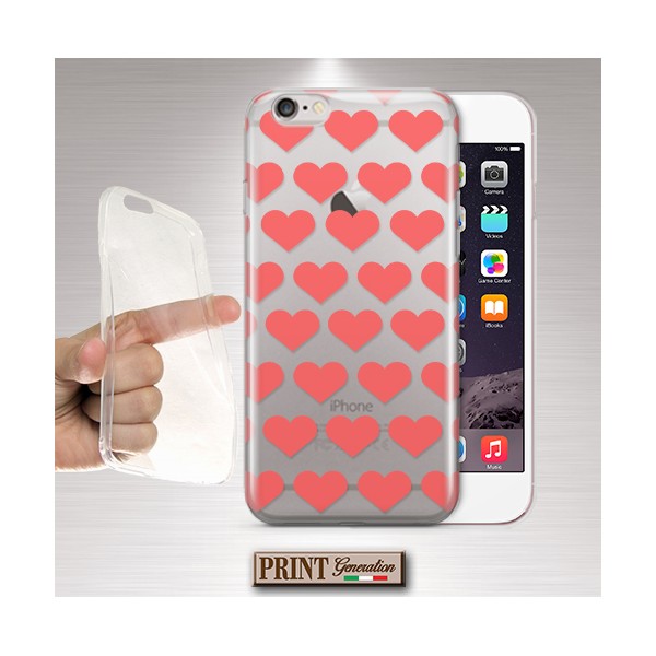 Cover - 'hearts' TRASPARENTE cuori carino delicato sottile SAMSUNG