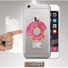 Cover - 'i DONUT CARE' ciambelle carino TRASPARENTE frasi divertenti i don't care dolci SAMSUNG