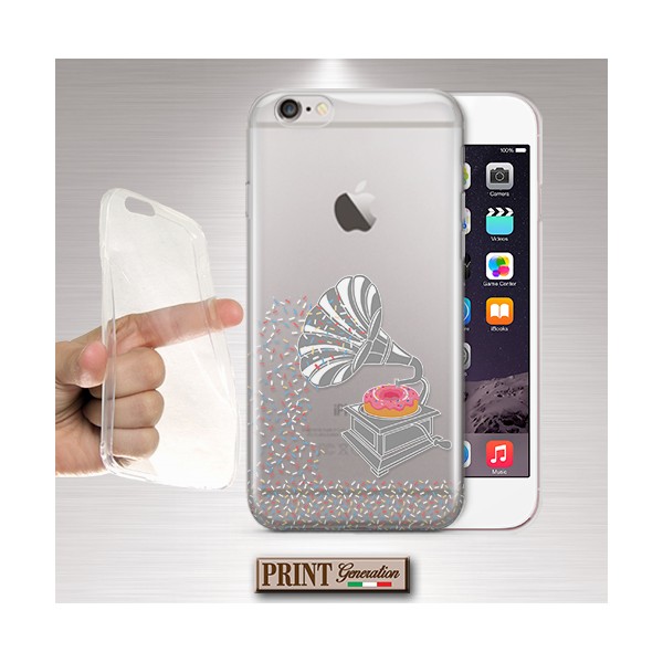 Cover - 'GRAMOPHONE donut trasp' ciambelle TRASPARENTE sprinkles carino musica dolci GRAMMOFONO SAMSUNG