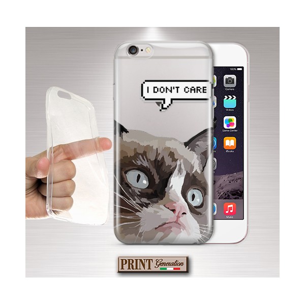 Cover - 'GRUMPY CAT idc' TRASPARENTE gatto carino divertente tumblr meme SAMSUNG