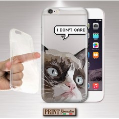 Cover - 'GRUMPY CAT idc' TRASPARENTE gatto carino divertente tumblr meme SAMSUNG