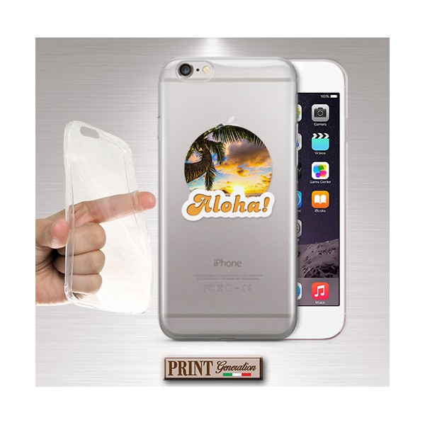 Cover - 'aloha sunset trasp' TRASPARENTE sole cielo paesaggio tropicale COLORI sprinkles WIKO