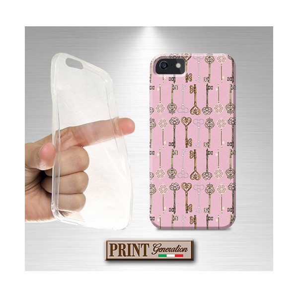 Cover - 'KEYS pattern' chiavi VINTAGE rosa carino delicato donna ASUS ZENFONE