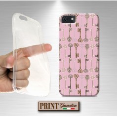 Cover - 'KEYS pattern' chiavi VINTAGE rosa carino delicato donna ASUS ZENFONE