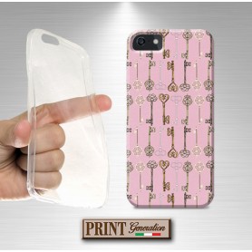 Cover - 'KEYS pattern' chiavi VINTAGE rosa carino delicato donna IPHONE