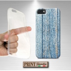 Cover - 'LEGNO MANDALA AZZURRO' EFFETTO LEGNO ELEGANTE RUSTICO SAMSUNG