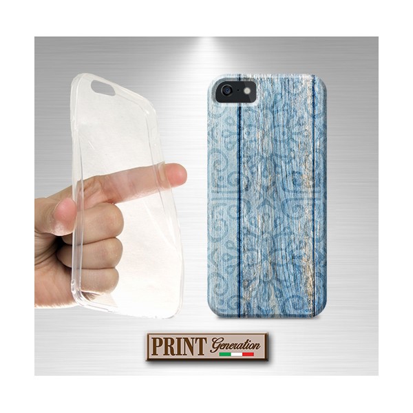 Cover - 'LEGNO MANDALA AZZURRO' EFFETTO LEGNO ELEGANTE RUSTICO WIKO