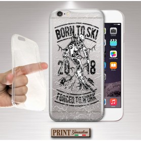 Cover -'ts trasp born to ski' SPORT EFFETTO POSTER VINTAGE TRASPARENTE IPHONE