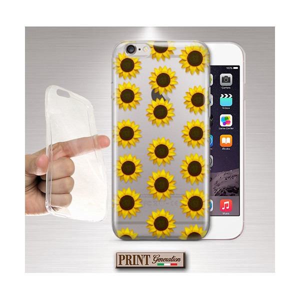 Cover - 'SUNFLOWERS trasp' GIRASOLE emoji carino TRASPARENTE fiori SAMSUNG