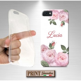 Cover - 'ROSES PERSONALIZZATO NOME' ROSE fiori DELICATO EFFETTO ACQUERELLO PERSONALIZZATA con nome HUAWEI