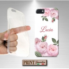 Cover - 'ROSES PERSONALIZZATO NOME' ROSA fiori DELICATO EFFETTO ACQUERELLO PERSONALIZZATA con nome HUAWEI