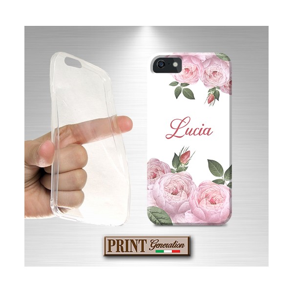 Cover - 'ROSES PERSONALIZZATO NOME' ROSA fiori DELICATO EFFETTO ACQUERELLO PERSONALIZZATA con nome HONOR