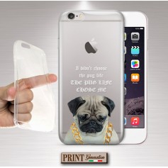 Cover - 'PUG CARLINO -THUG- LIFE -LYFE- trasp' DIVERTENTE CUCCIOLO CARINO FRASI TUMBLR SAMSUNG