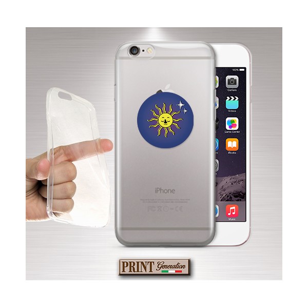 Cover - 'SUN AND STARS' TRASPARENTE minimalista SOLE carino STELLE astri galassia SAMSUNG