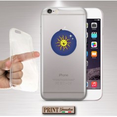 Cover - 'SUN AND STARS' TRASPARENTE minimalista SOLE carino STELLE astri galassia SAMSUNG