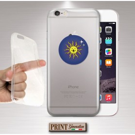 Cover - 'SUN AND STARS' TRASPARENTE minimalista SOLE carino STELLE astri galassia IPHONE