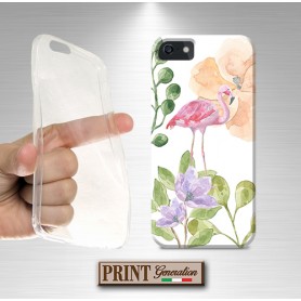 Cover - 'JUNGLE ANIMALS flamingo' animali FENICOTTERO uccello CARINO rosa FIORI foglie GIUNGLA SAMSUNG