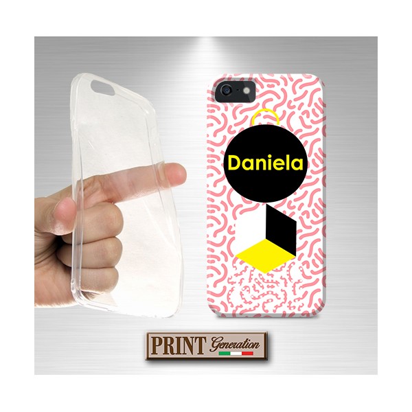 Cover - 'personalizzata NOME memphis style 2' ASTRATTO colori GEOMETRICO PERSONALIZZATA con NOME SAMSUNG